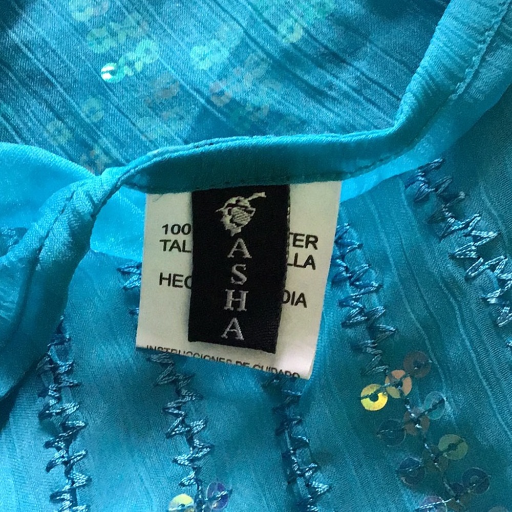 ASHA swimsuit coverups blue with sequins one size - Picture 6 of 6